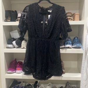 Honey Punch Black Lace Romper, Size M, NWT